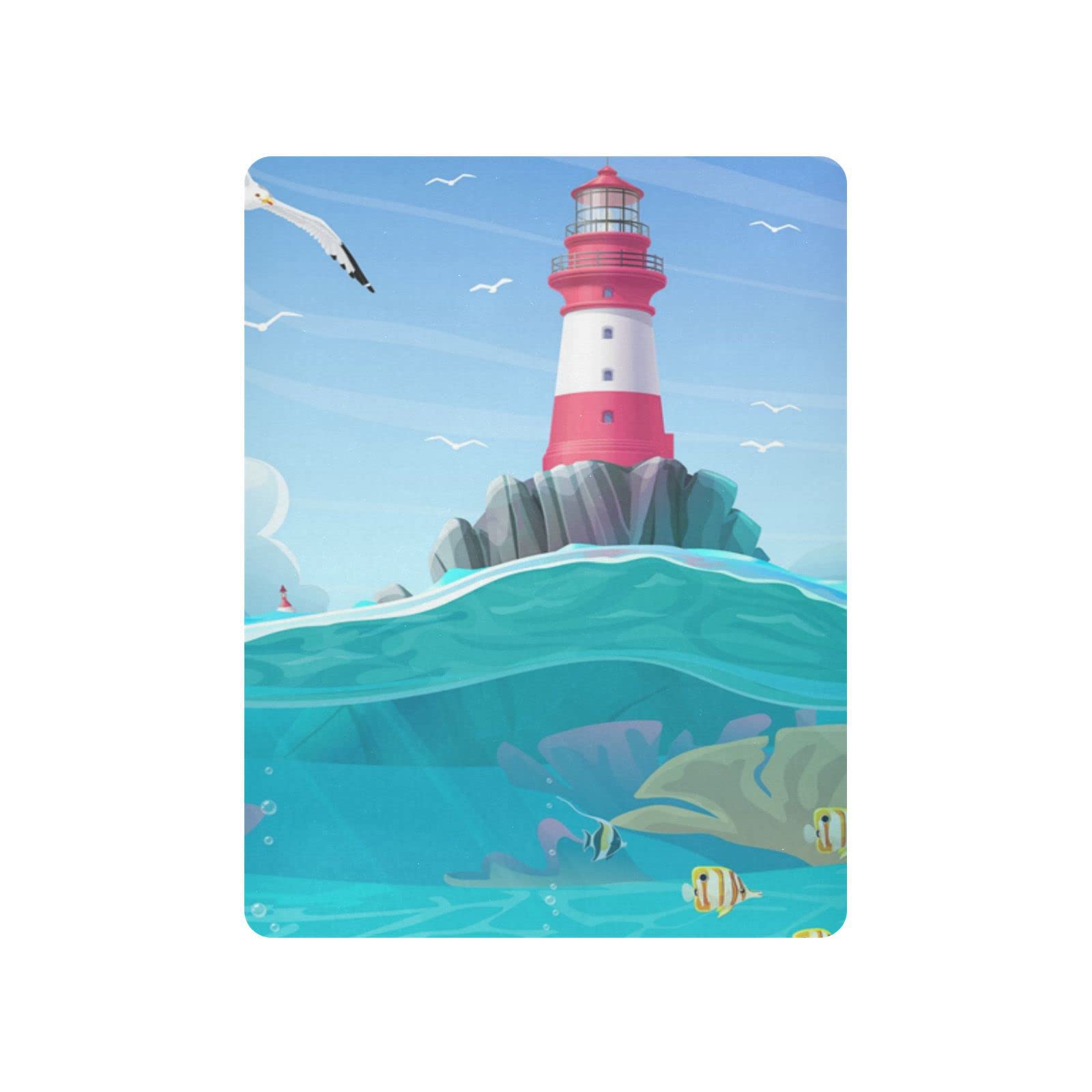 Cartoon Lighthouse Sea Port Nautical Baby Crib Sheets Soft Toddler Bed Sheets Breathable Mattress Cover Playard Sheet for Boys Nursery Crib Mattress, 39 * 27 * 5in