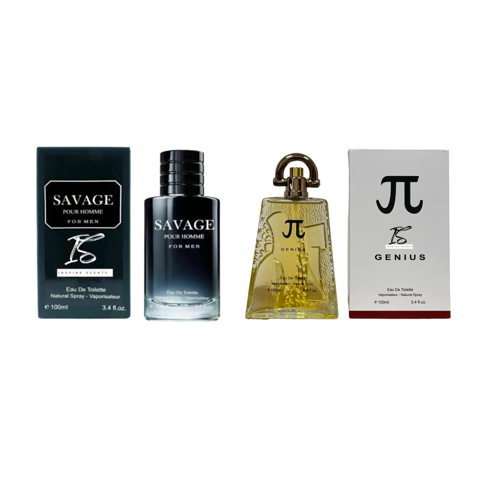 INSPIRE SCENTS Savage Cologne for Men + PI by Genius Cologne for Men Eau De Toilette Spray, 3.4 Fl Oz each (Pack of 3) - Clashoky