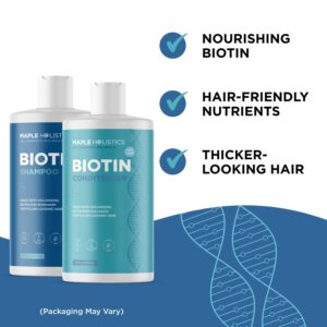 Biotin Shampoo and Conditioner with Scrubbers - Hair Shampoo Brush and Scalp Exfoliators with Volumizing Shampoo and Conditioner Set made with Rosemary Essential Oil and Biotin for Thinning Hair 16oz