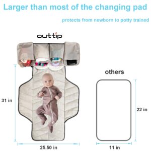 Extra Large Portable Diaper Changing Pad,Foldable Travel Diapering Changing Mat with Pockets,Reusable Compact Changing Station,Baby Shower Gifts for Newborn Girl & Boy