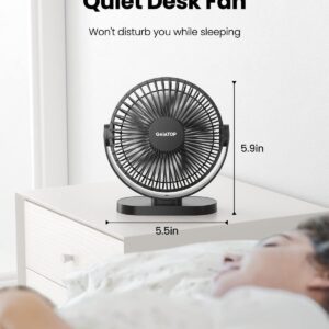 Gaiatop USB Desk Fan, 3 Speeds Powerful Portable Fan, 5.5 Inch Quiet Cooling Mini Fan, 90° Rotate Small Table Fan with 5ft Cable Personal Fan for Desktop Home Office Travel Black