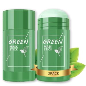 qkkwss green tea mask stick with blackhead remover, clay face mask, green tea extract, oil control acne remover, pore cleansing, purifying, detoxifying skin for men and women(2pcs), 2pcs/green tea