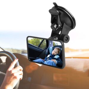 Baby Car Mirror, Adjustable Car Interior Baby Rear View Mirror Kids Monitor Glass for Safety Seat with Suction