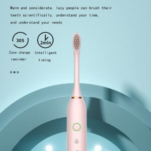 Lovskoo Electric Toothbrush for Kids and Adults, IPX7 Waterproof Toothbrush, Tooth Brush with 4 Brush Heads, 6 Adjustable Modes, Oral Care, Gift for Men, Women, Travel Toothbrushes (Pink)