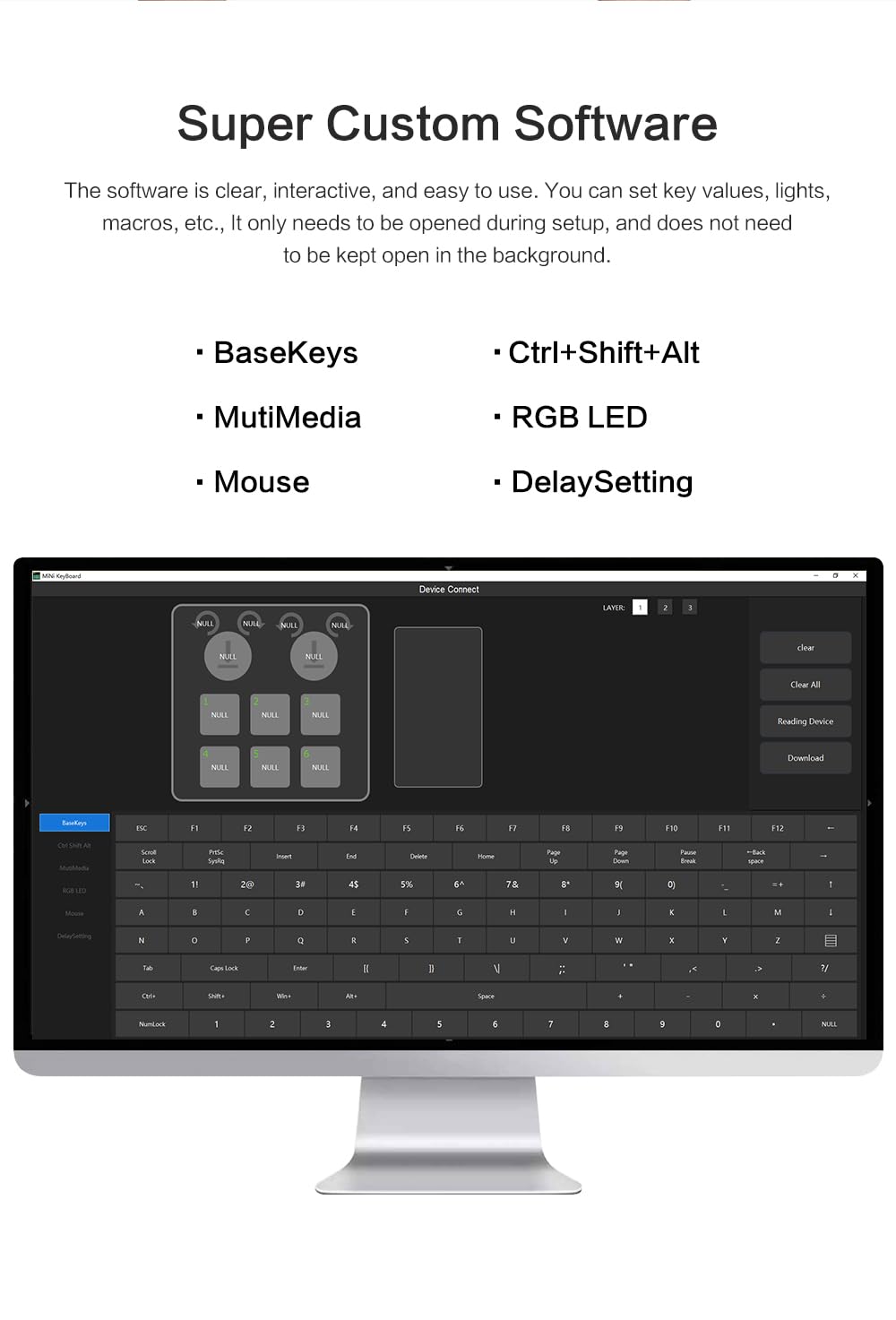 6 Key 2 Knob Macro Keyboard Programmable Wired/Bluetooth /2.4G Receiver 400mAh One Handed Gaming Keyboard With Software Macro Keyboard with macro Keys ,Hot-Swap Switch RGB For Photoshop,Gaming