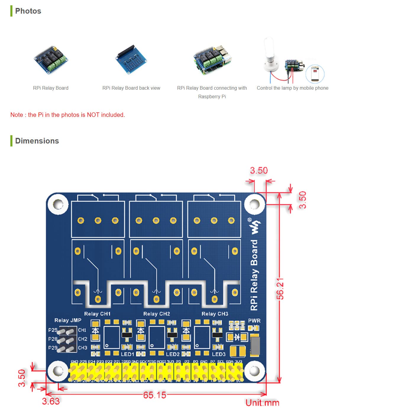 Coolwell Waveshare Raspberry Pi Relay HAT 3-CH Relay Board for Raspberry Pi Raspberry Pi 4B+ 4B 3B+ 3B 2B+ Zero W WH to Control High Voltage/high Current Devices