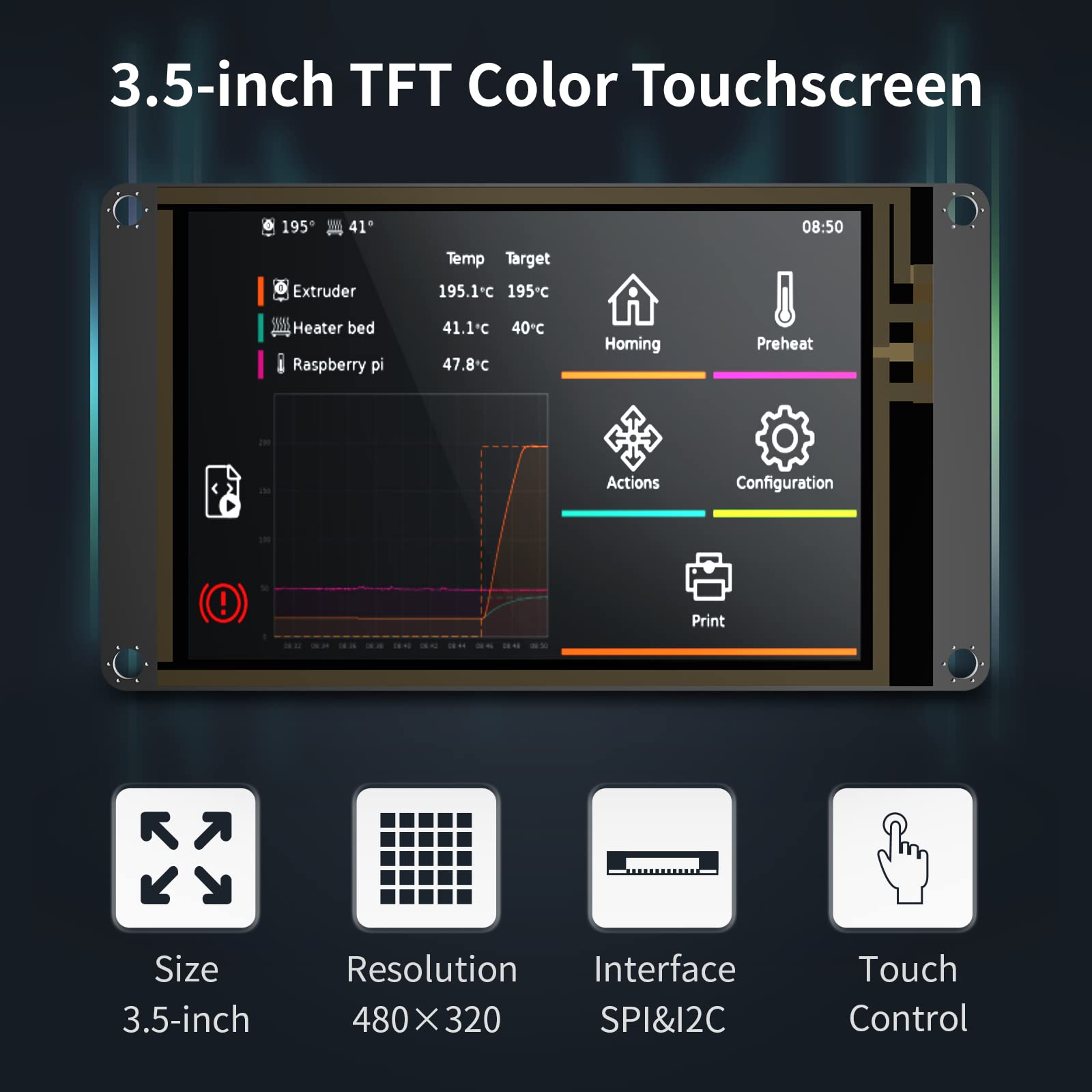 BIGTREETECH TFT35 SPI V2.1 Touch Screen Display 3.5 Inches Smart Controller Panel Use with CB1 + BTT Manta E3EZ / Manta M8P / Manta M4P / Manta M5P to Run Klipper