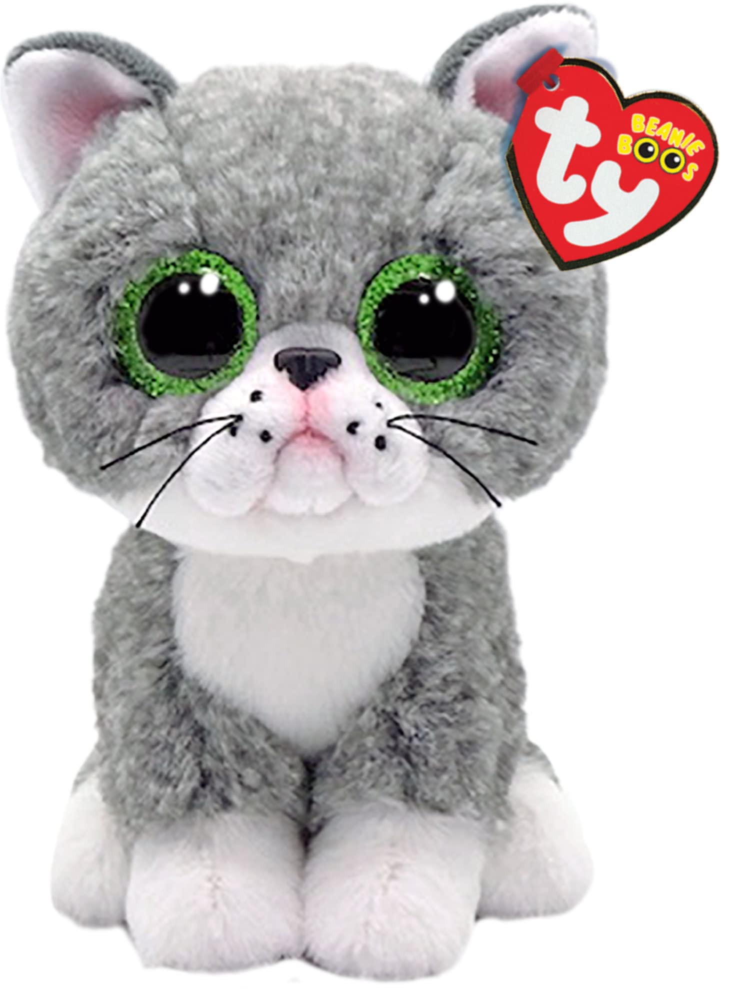 Ty Beanie Boos Fergus The Cat with Big Green Eyes and Glitter - The Plush with Big Sparkly Eyes 15 cm T36581