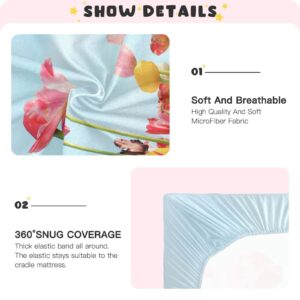 Tulip Flower Baby Crib Sheets Soft Toddler Bed Sheets Breathable Mattress Cover Crib Mattress Sheet for Boys Girls Nursery Stroller Crib Mattress, 39 * 27 * 5in