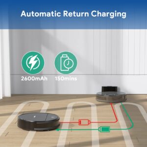 Bagotte Robot Vacuum and Mop Combo, 2000Pa Suction 2600 mAh 2 in 1 Mopping Robotic Vacuum Cleaner with Schedule, WiFi/App/Alexa, Self-Charging, No Water Tank, Ideal for Hard Floor, Pet Hair and Carpet