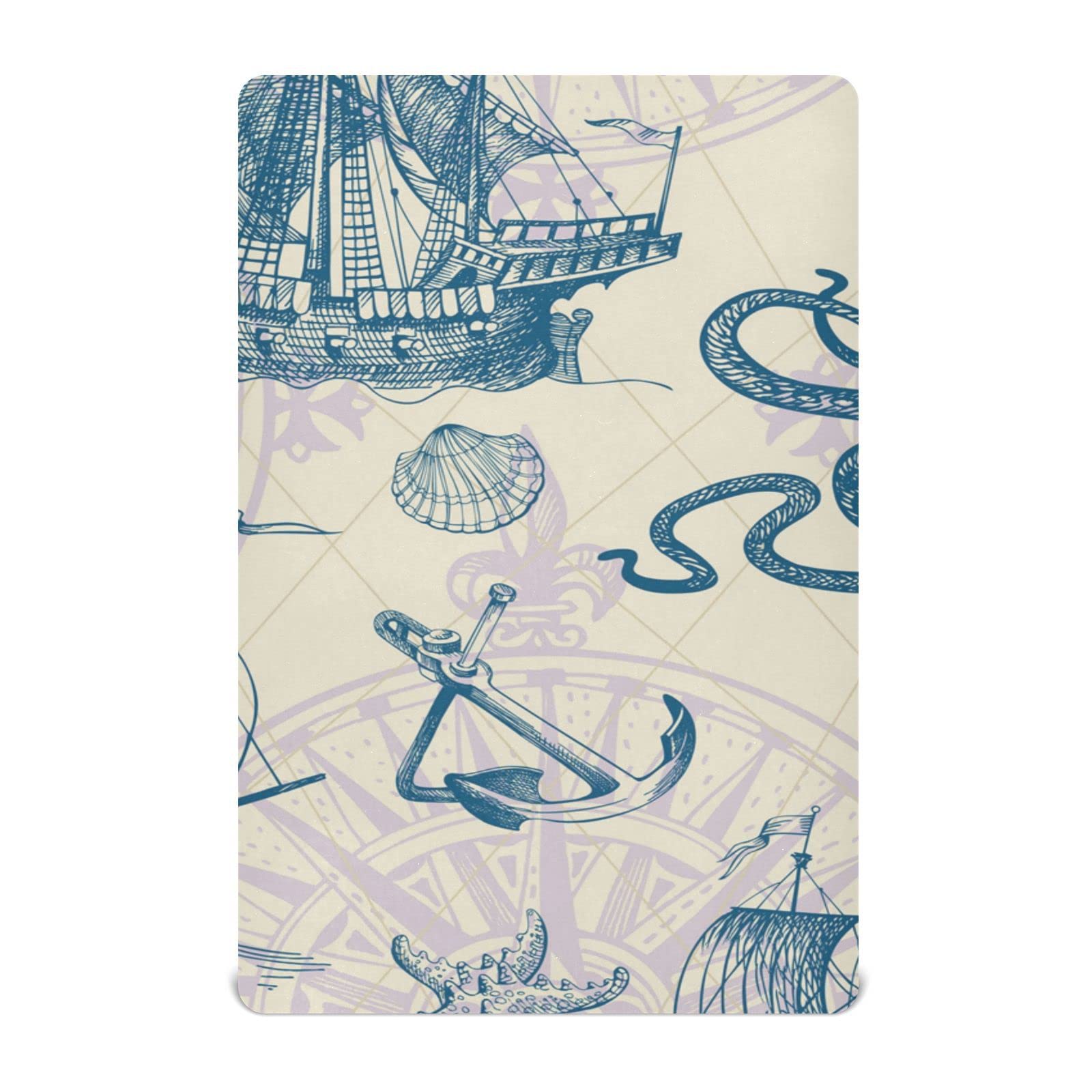 Vintage Sailboat Baby Crib Sheets Soft Toddler Bed Sheets Breathable Mattress Cover Toddler Sheets for Boys Nursery Crib Mattress Unisex, 39 * 27 * 5in