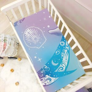 Whales Dolphins Waves Baby Crib Sheets Soft Toddler Bed Sheets Breathable Mattress Cover Playard Sheet for Boys Nursery Crib Mattress Unisex, 39 * 27 * 5in