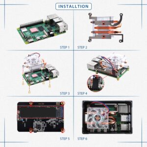 GeeekPi Aluminum NAS Case for Raspberry Pi 4 with ICE Tower Cooler and M.2 SATA SSD Adapter Board, Pi 4 PWM Cooling Fan with Heatsink for Raspberry Pi 4 Model B Only