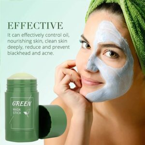 QKKWSS Green Tea Mask Stick with Blackhead Remover, Clay Face Mask, Green Tea Extract, Oil Control Acne Remover, Pore Cleansing, Purifying, Detoxifying Skin for Men and Women(2PCS), 2PCS/green tea