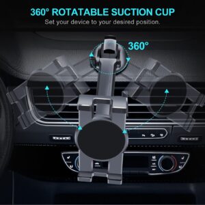 Dashboard & Windshield Car Tablet Mount Holder, 360° Rotatable Suction Cup Window Dash Phone Stand for iPad Pro 12.9/11/10.5/Air/Mini 6/5/4, Samsung Galaxy Tab, iPhone 16/15, 4.7"-12.9" Tab Phone