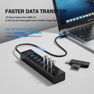 ONFINIO USB Hub 3.0 7 Port, USB Data Hub Splitter, 5Gbps High Speed USB Port Expander for MacBook, Mac Pro, Mac Mini, iMac, Surface Pro, XPS, PC-Black