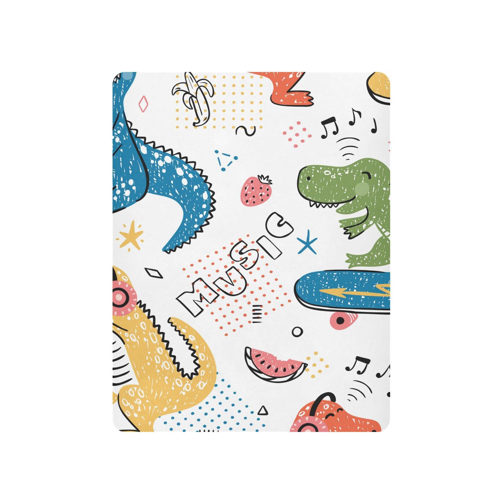 Music Dinosaur Baby Crib Sheets Soft Toddler Bed Sheets Breathable Mattress Cover Playard Sheet for Crib Mattress Unisex Newborn Boy, 39 * 27 * 5in