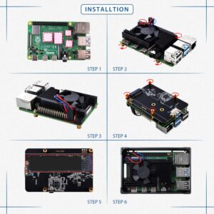 GeeekPi Aluminum NAS Case for Raspberry Pi 4 with PWM Fan and M.2 SATA SSD Adapter Board, Pi 4 Passive Aluminum Alloy Case with 3510 Ultra-Quiet Cooling Fan for Raspberry Pi 4 Model B Only