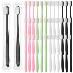 pinkunn 36 pcs soft bristle toothbrush micro nano manual toothbrush with 20, 000 bristles for sensitive gums adult family, 4 colors(white bristles)