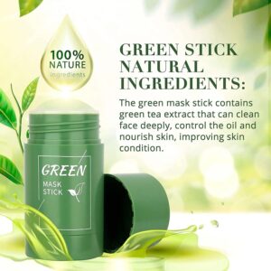 QKKWSS Green Tea Mask Stick with Blackhead Remover, Clay Face Mask, Green Tea Extract, Oil Control Acne Remover, Pore Cleansing, Purifying, Detoxifying Skin for Men and Women(2PCS), 2PCS/green tea