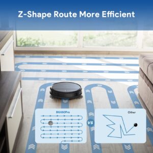 Bagotte Robot Vacuum and Mop Combo, 2000Pa Suction 2600 mAh 2 in 1 Mopping Robotic Vacuum Cleaner with Schedule, WiFi/App/Alexa, Self-Charging, No Water Tank, Ideal for Hard Floor, Pet Hair and Carpet