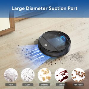 Bagotte Robot Vacuum and Mop Combo, 2000Pa Suction 2600 mAh 2 in 1 Mopping Robotic Vacuum Cleaner with Schedule, WiFi/App/Alexa, Self-Charging, No Water Tank, Ideal for Hard Floor, Pet Hair and Carpet