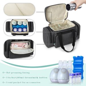 BAFASO Insulated Wearable Breast Pump Bag (with a Waterproof Pad) Compatible with Momcozy S12 Pro, Momcozy M5 and Elvie, Wearable Breast Pump Carrying Case, Black