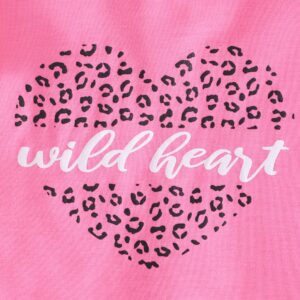 Girl Valentines Day Outfit Summer Clothes Toddler Short Sleeve Wild Heart Shirt Pink Ruffle Tops Capris Cropped Leopard Pants Kids Clothing Set 3t