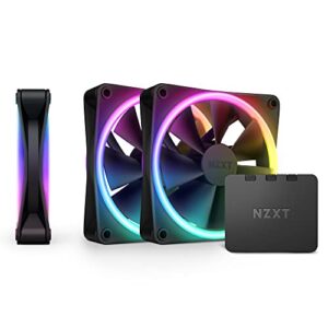 nzxt f120 rgb duo triple pack - 3 x 120mm dual-sided rgb fans with rgb controller – 20 individually addressable leds – balanced airflow and static pressure – fluid dynamic bearing – pwm – black