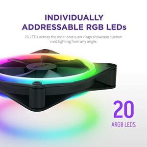 NZXT F120 RGB Duo Triple Pack - 3 x 120mm Dual-Sided RGB Fans with RGB Controller – 20 Individually Addressable LEDs – Balanced Airflow and Static Pressure – Fluid Dynamic Bearing – PWM – Black