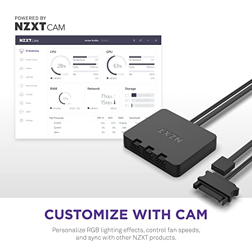 NZXT F140 RGB Duo - 140mm Dual-Sided RGB Fan – 20 Individually Addressable LEDs – Balanced Airflow and Static Pressure – Fluid Dynamic Bearing – PWM Control – Anti-Vibration Rubber Corners – White