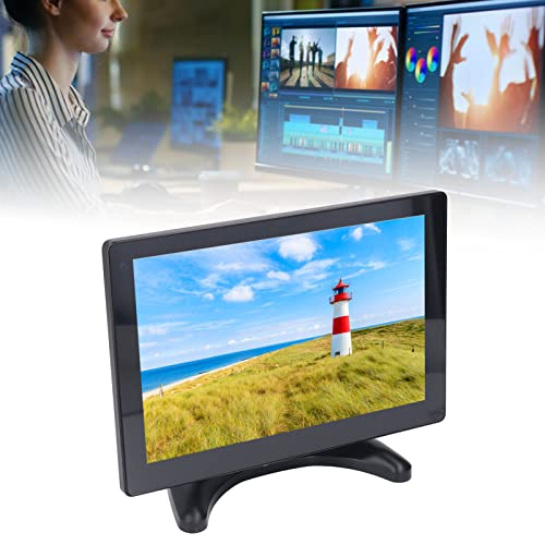 Portable Monitor Adjustable Bracket Wide Application Dual Speakers 10.1 Inch Computer Monitor Multiinterface with USB Cable for DVR (US Plug)