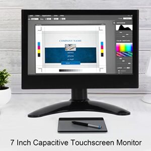 CHICIRIS Computer Desktop Monitor, Capacitive Touchscreen Monitor Remote Control VGA AV DC Input 7 Inch for Gaming (US Plug)