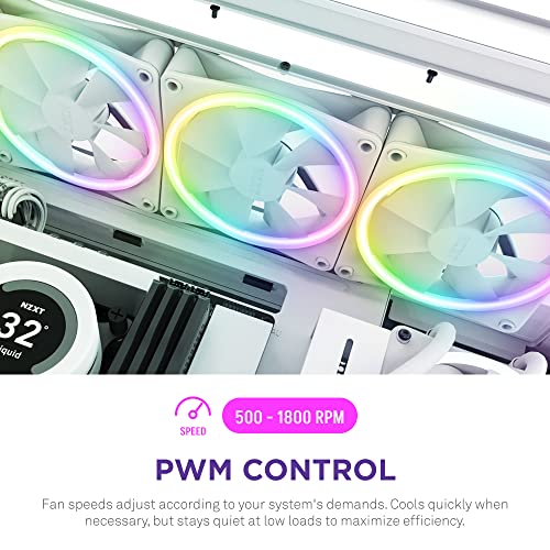 NZXT F140 RGB Duo Twin Pack - 2 x 140mm Dual-Sided RGB Fans with RGB Controller – 20 Individually Addressable LEDs – Balanced Airflow and Static Pressure – Fluid Dynamic Bearing – PWM – White