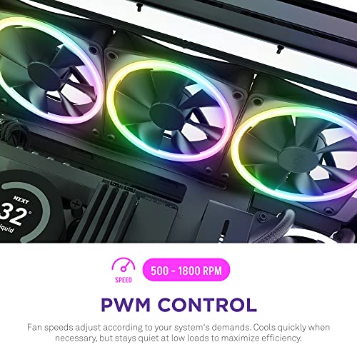 NZXT F120 RGB Duo Triple Pack - 3 x 120mm Dual-Sided RGB Fans with RGB Controller – 20 Individually Addressable LEDs – Balanced Airflow and Static Pressure – Fluid Dynamic Bearing – PWM – Black