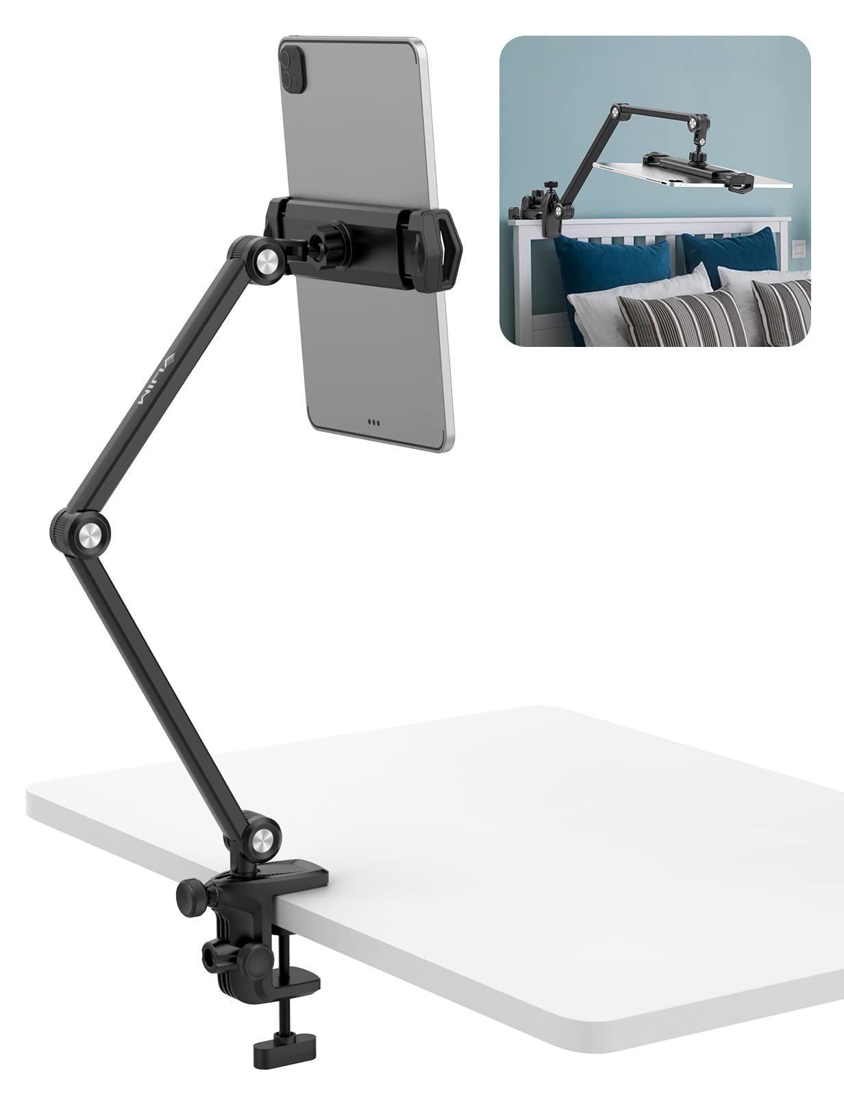 ULANZI Select Tablet Holder Desk Stand - HP006 Aluminum Tablet Mount for Bed Flexible Arm Multi-Angle 360° Rotation 2 Positioning Holes for 4.7''- 13'' Tablet