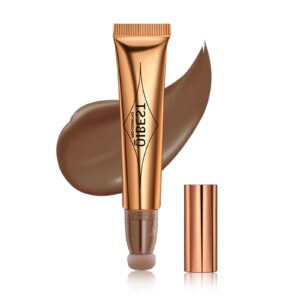 yeweian contour beauty wand, liquid face concealer contouring with cushion applicator, natural matte finish, lightweight blendable cream bronzer stick makeup, cruelty-free（contour）