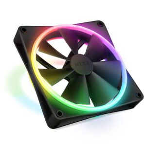 nzxt f140 rgb duo - 140mm dual-sided rgb fan – 20 individually addressable led – balanced airflow and static pressure – fluid dynamic bearing – pwm control – anti-vibration rubber corners – black