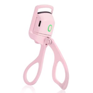 yangliu heated eyelash curlers, handheld eyelash heated curler, usb rechargeable two-speed temperature control eyelash curler with sensing heating silicone pad,quick natural long lasting (pink) (pink)