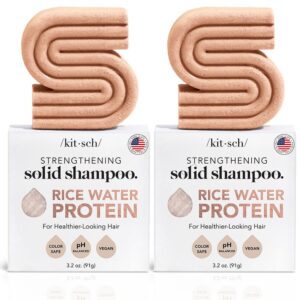 Kitsch Solid Bar Shampoo for Strengthening, Growth, Moisturizing, Vegan - 2 Pack, 6.4 oz, Made in US, Rice Water, Sulfate & Paraben Free, Color Safe, Unisex