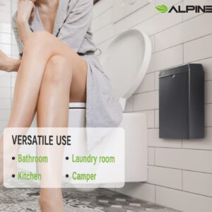 Alpine Sanitary Napkin Receptacle – Wall Mounted Tampon Holder for Bathroom Provides Clean & Odor-Free Restroom for Home, Office & Public Restrooms (Black)