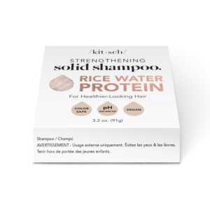 Kitsch Solid Bar Shampoo for Strengthening, Growth, Moisturizing, Vegan - 2 Pack, 6.4 oz, Made in US, Rice Water, Sulfate & Paraben Free, Color Safe, Unisex