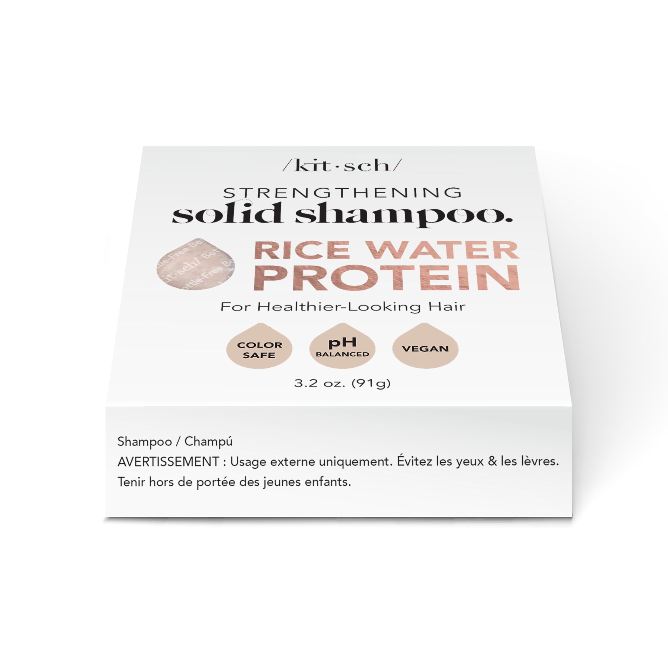 Kitsch Solid Bar Shampoo for Strengthening, Growth, Moisturizing, Vegan - 2 Pack, 6.4 oz, Made in US, Rice Water, Sulfate & Paraben Free, Color Safe, Unisex