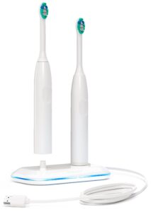 galvanox dual toothbrush charger for philips sonicare electric toothbrushes - replacement for hx6100 works with protective clean 4100, 6100, kids models & more (waterproof charging base) 2-in-1