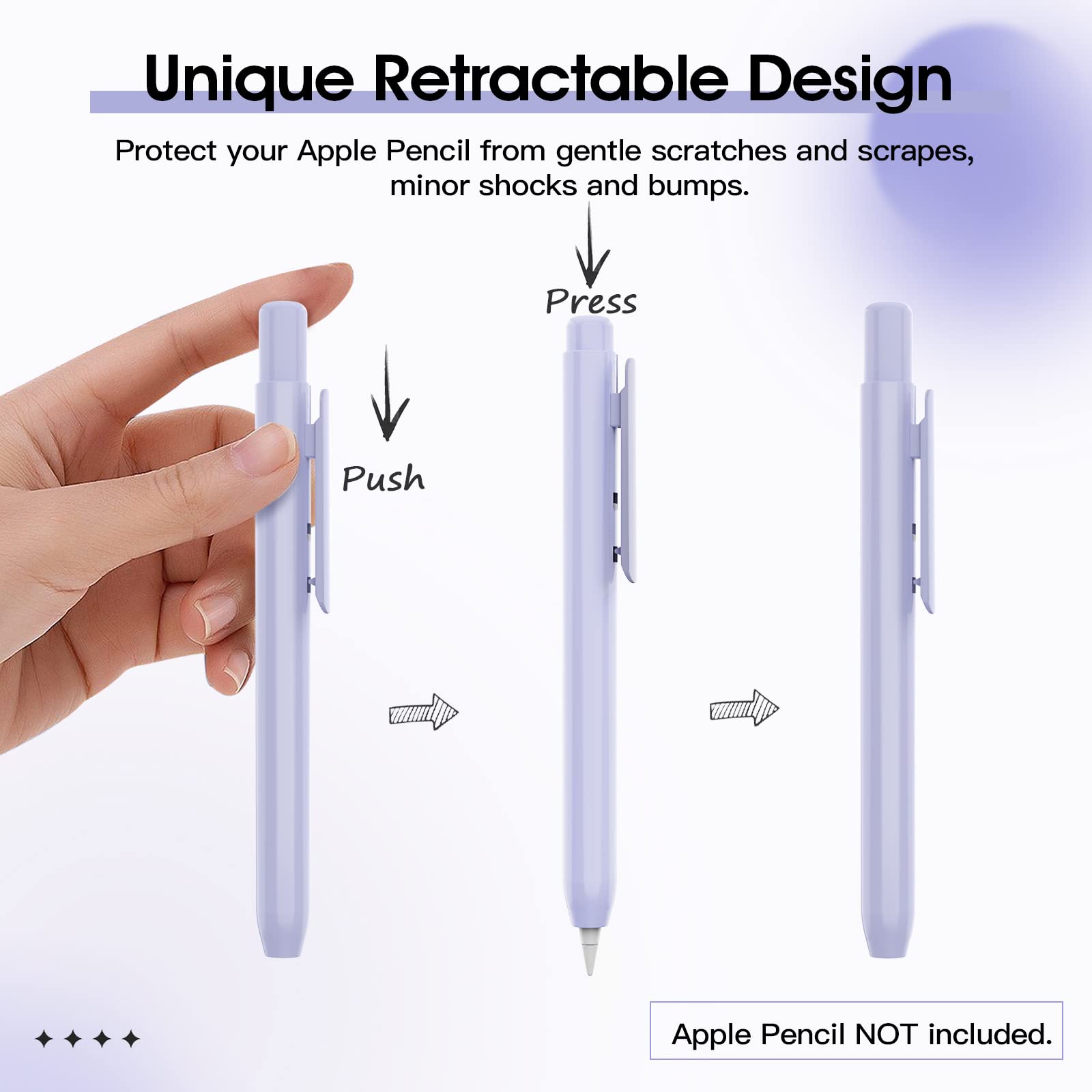 TiMOVO Holder Case Fit Apple Pencil 1st Generation, Retractable Tip Cap Protective Pencil Sleeve Cover with Sturdy Clip for Apple Pencil 1st Gen - Taro Purple