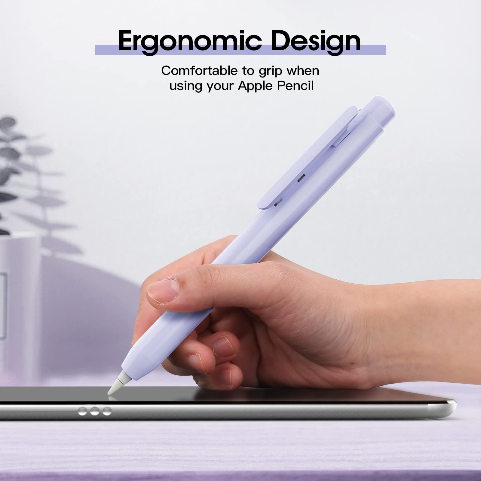 TiMOVO Holder Case Fit Apple Pencil 1st Generation, Retractable Tip Cap Protective Pencil Sleeve Cover with Sturdy Clip for Apple Pencil 1st Gen - Taro Purple