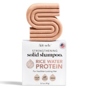 Kitsch Solid Bar Shampoo for Strengthening, Growth, Moisturizing, Vegan - 2 Pack, 6.4 oz, Made in US, Rice Water, Sulfate & Paraben Free, Color Safe, Unisex