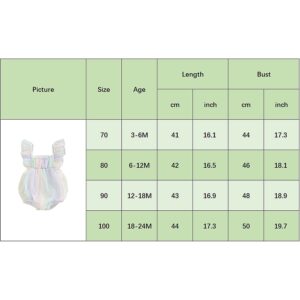 Newborn Baby Girls Summer Clothes Fly Sleeve Ruffle Romper Square Neck Smocked One-Piece Tulle Bodysuit Jumpsuit (Multi-color, 12-18 Months)