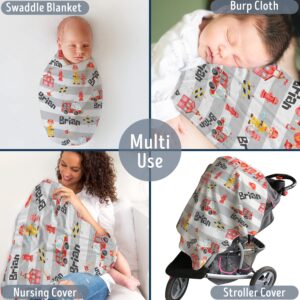 locobird Baby Firefighter Blanket, Firetruck Baby Blankets, Personalized Baby Blankets for Boys, Custom Baby Blankets Name, Firefighter Swaddle Blanket, Plush Blankets for Baby Girl Son Toddlers Kids