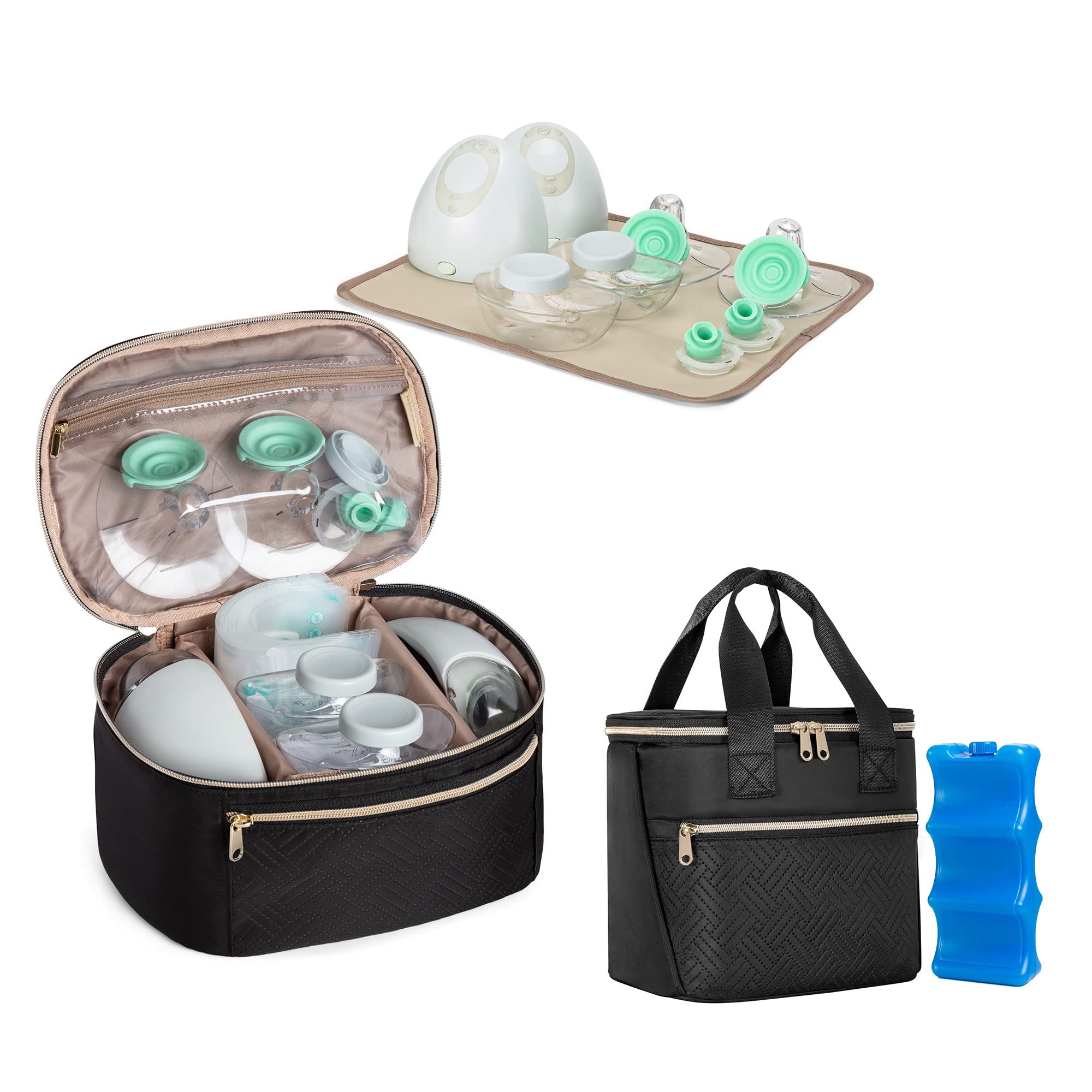 Fasrom Wearable Breast Pump Carrying Case Bundle with Breast Milk Cooler Travel with Ice Pack Fits 6 Tall Baby Bottle Up to 9 Ounce